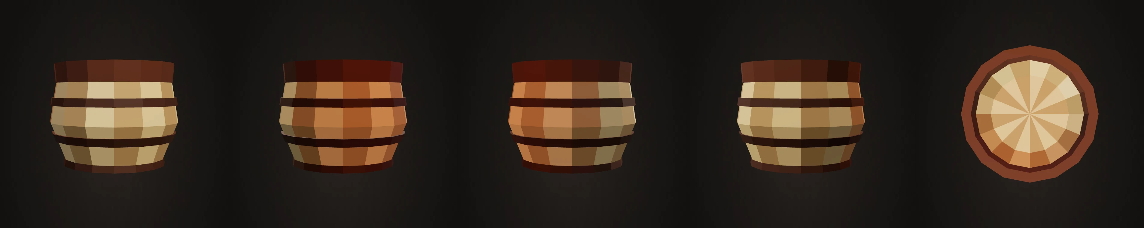 Waste basket rendered from front, back, left, right and top for the five-view audit.