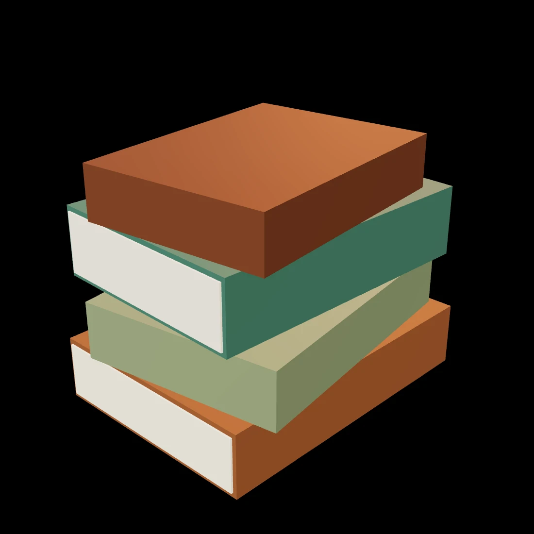 Book stack — studio render